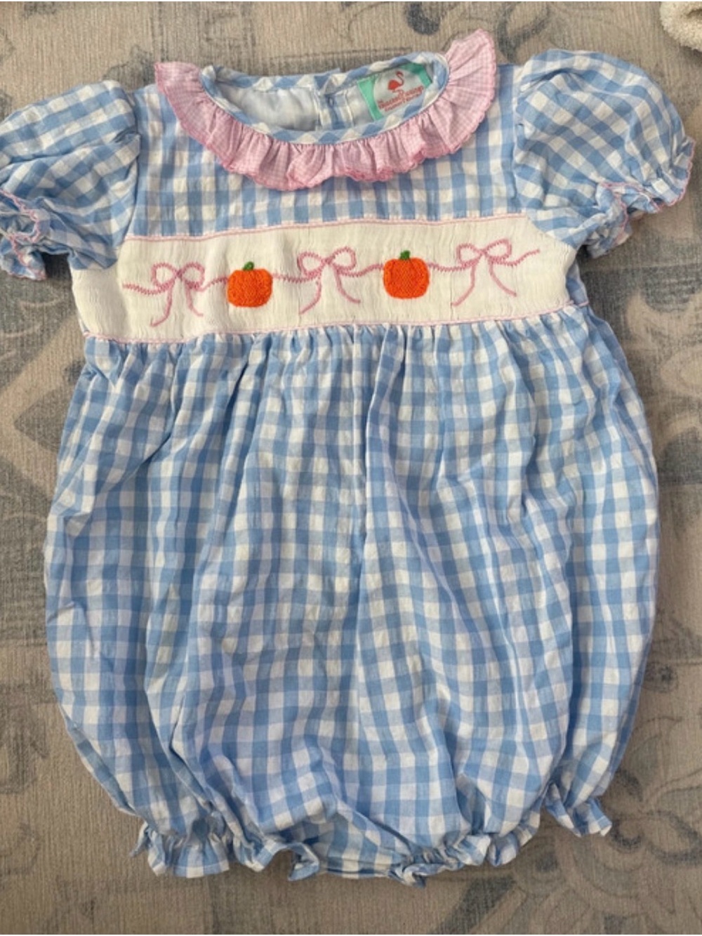 Smocked Flamingo pumpkin bubble